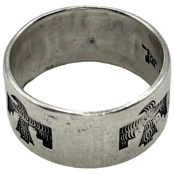 Vintage Bell Trading Post 925 Sterling Silver Navajo Thunderbird Ring - Size 8 - Picture 4 of 6